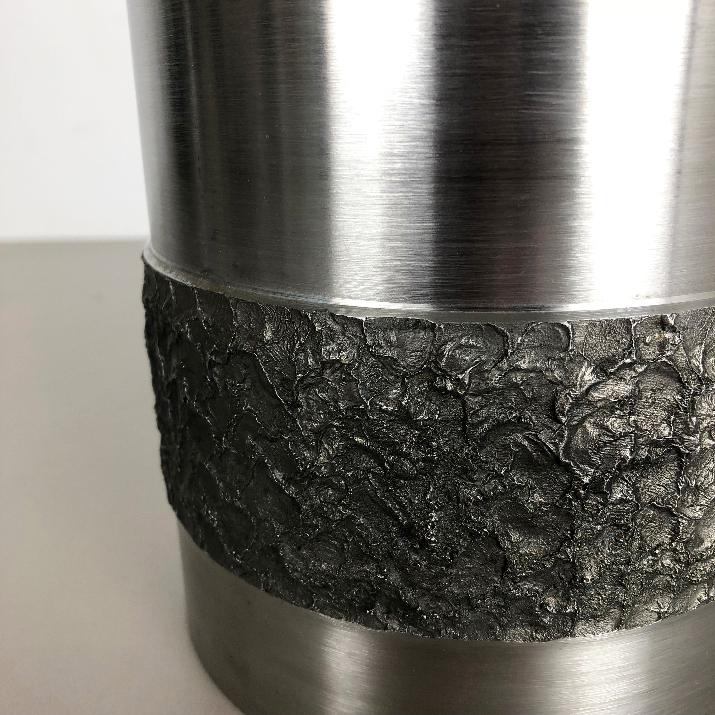 Set of 2 modernist vintage sculptural brutalist steel vases, Germany 1970s