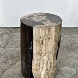 Small black, white and gray petrified wood side table H28cm D:18.5