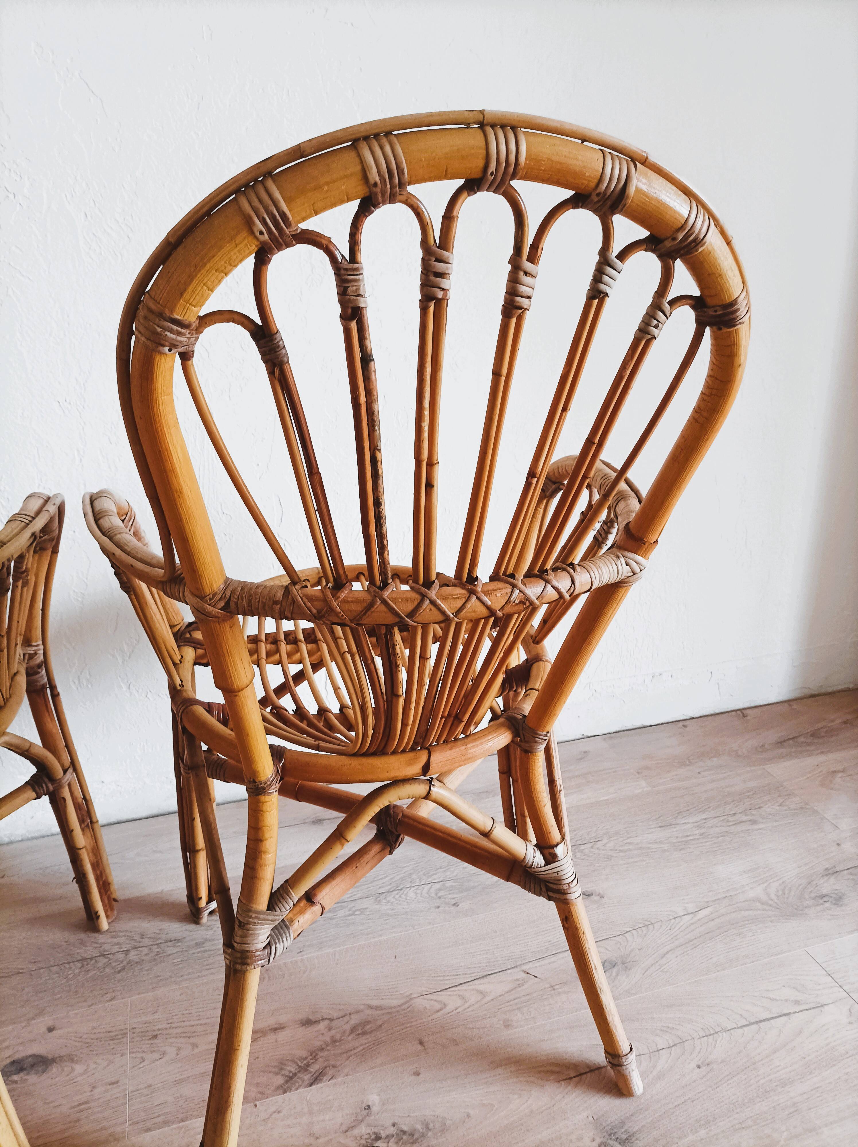 Rattan armchairs and table