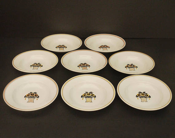 8 old soup dishes earthenware digoin sarreguemines 1930 s