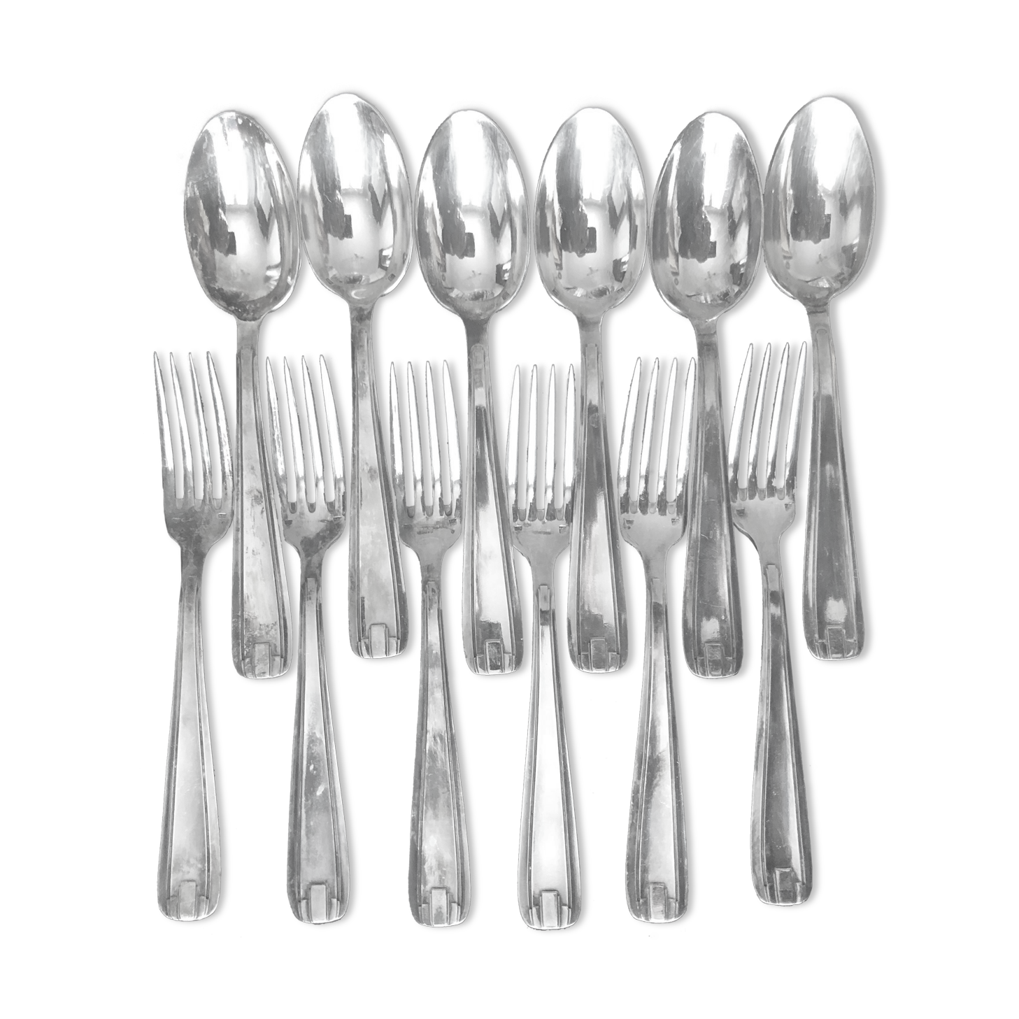 Set of 6 silver metal cutlery (box of 12 pieces)