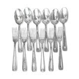 Set of 6 silver metal cutlery (box of 12 pieces)