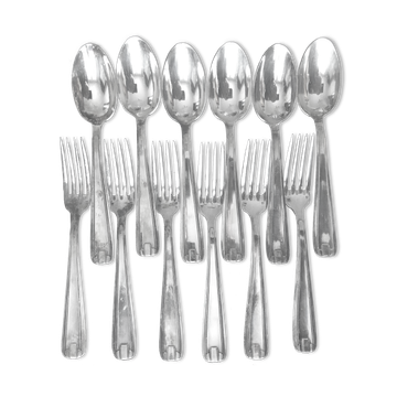 Ensemble de 6 couverts en métal argenté (coffret de 12 pièces)