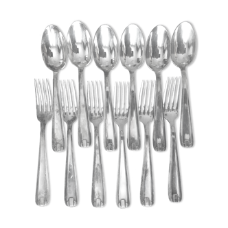 Set of 6 silver metal cutlery (box of 12 pieces)