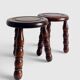 Mid-Century Chestnut Wood Stools Attributed to Charles Dudouyt, 1950s