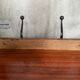 Old wooden coat rack + 2 double black metal hooks