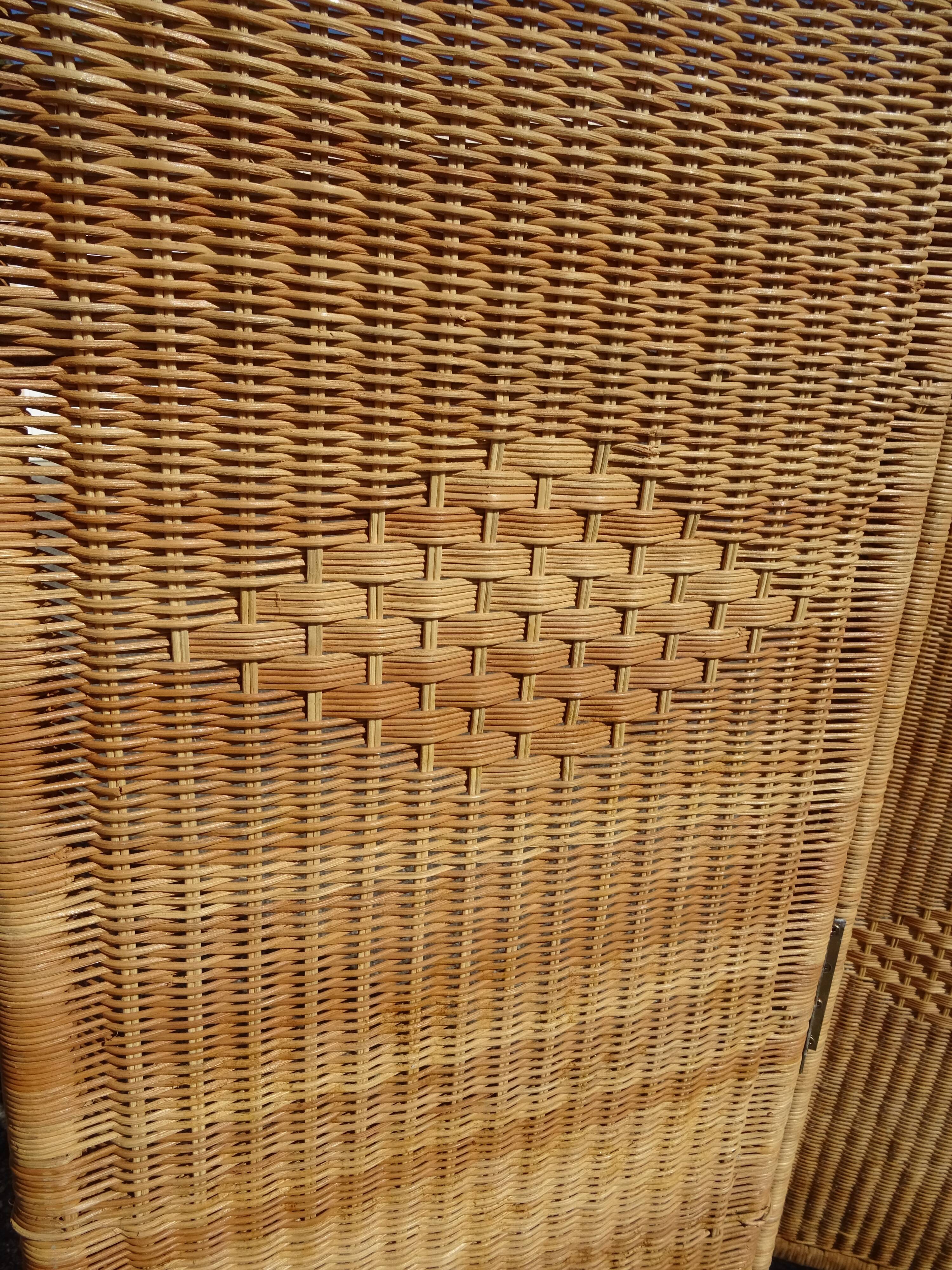 Vintage rattan and bamboo basketry screen