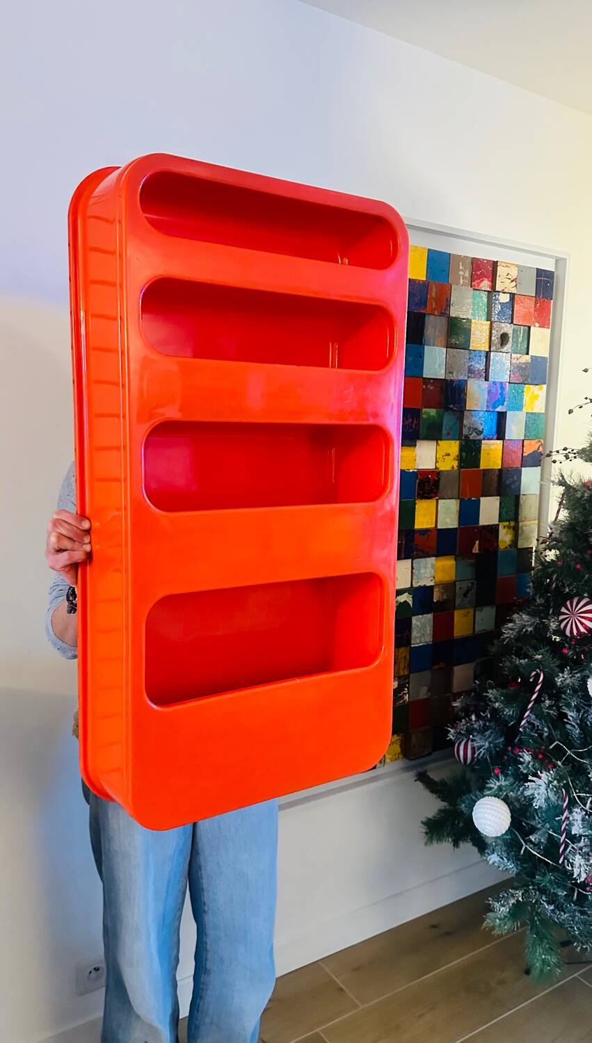 Large vintage Prisunic shelf by Jean Lin Viaud from the 70s.