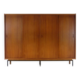 Grande armoire vintage en teck, design milieu du siècle, avec portes coulissantes, années 1960