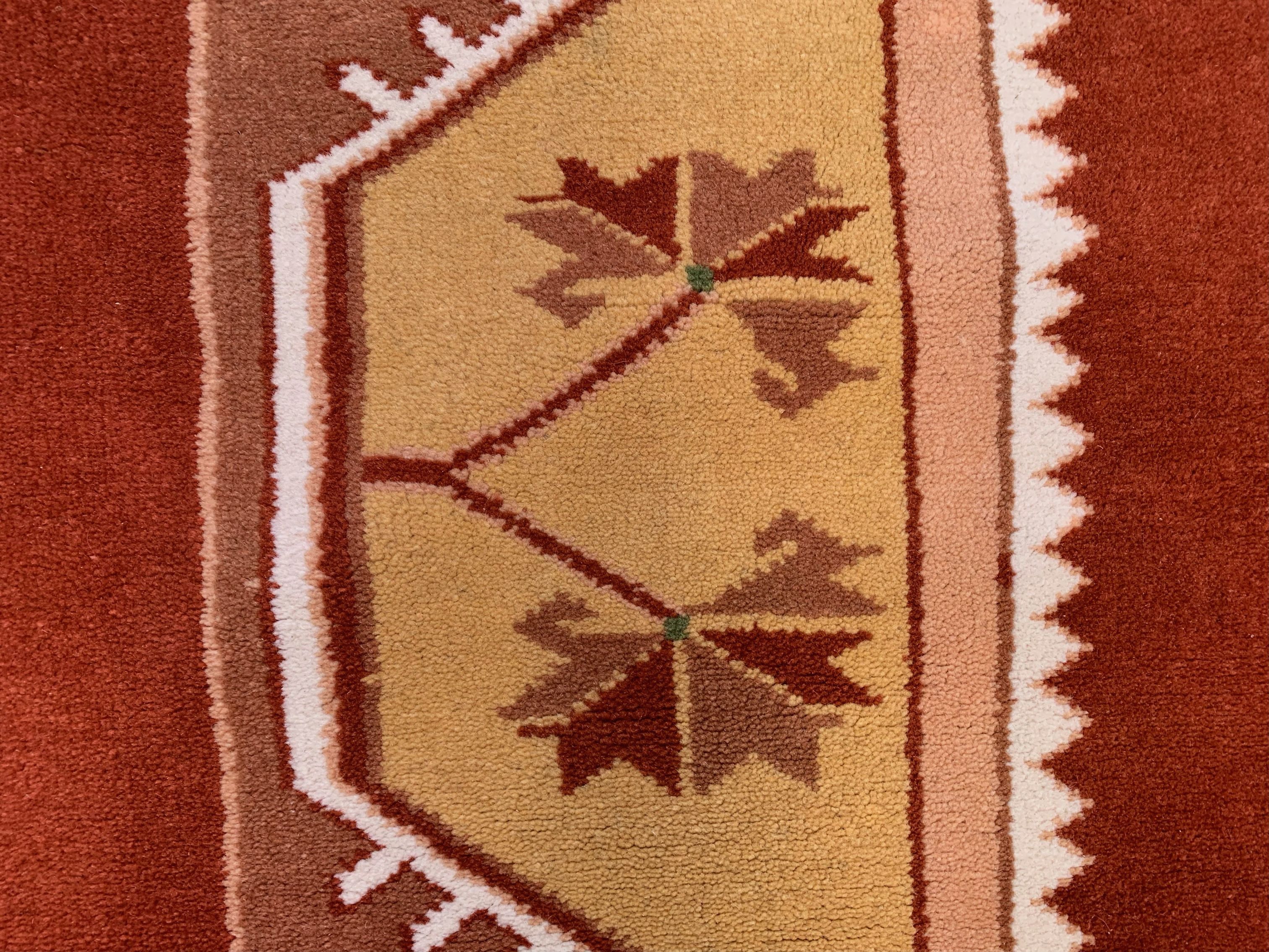Old Turkish Milas Rug 200x142 cm vintage carpet Ushak Region Beige Rust Medium
