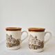 Set of 2 vintage mugs "Old English Cottage" - Staffordshire