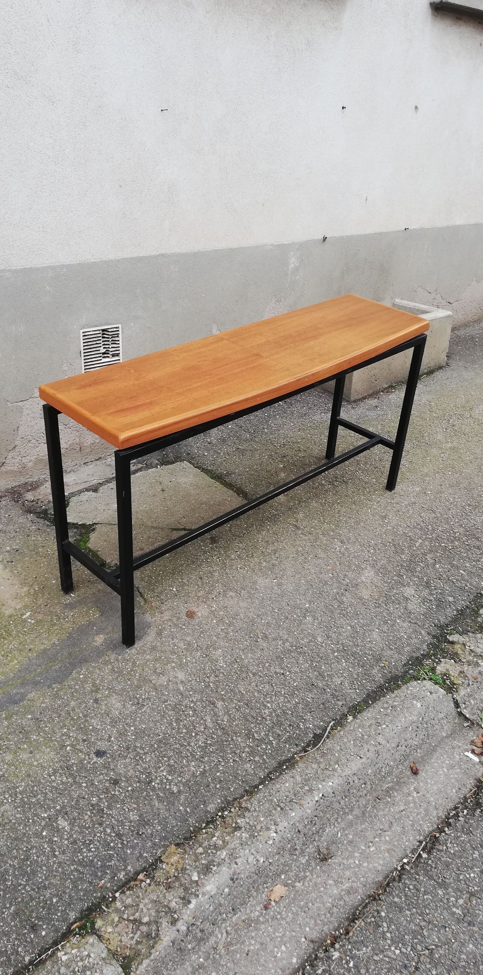 Vintage metal and wood console