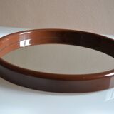 Scandinavian round mirror from the 70s brown plastic Finnmirror made in Finland