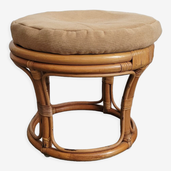 Pouf tabouret en rotin vintage