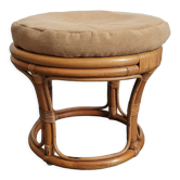 Vintage rattan stool pouf