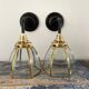 Pair of vintage glass and brass sconces electrified to nine