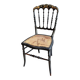 Napoleon III chair in black and gold wood with caning