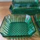 Set of 4 vintage green glass dishes