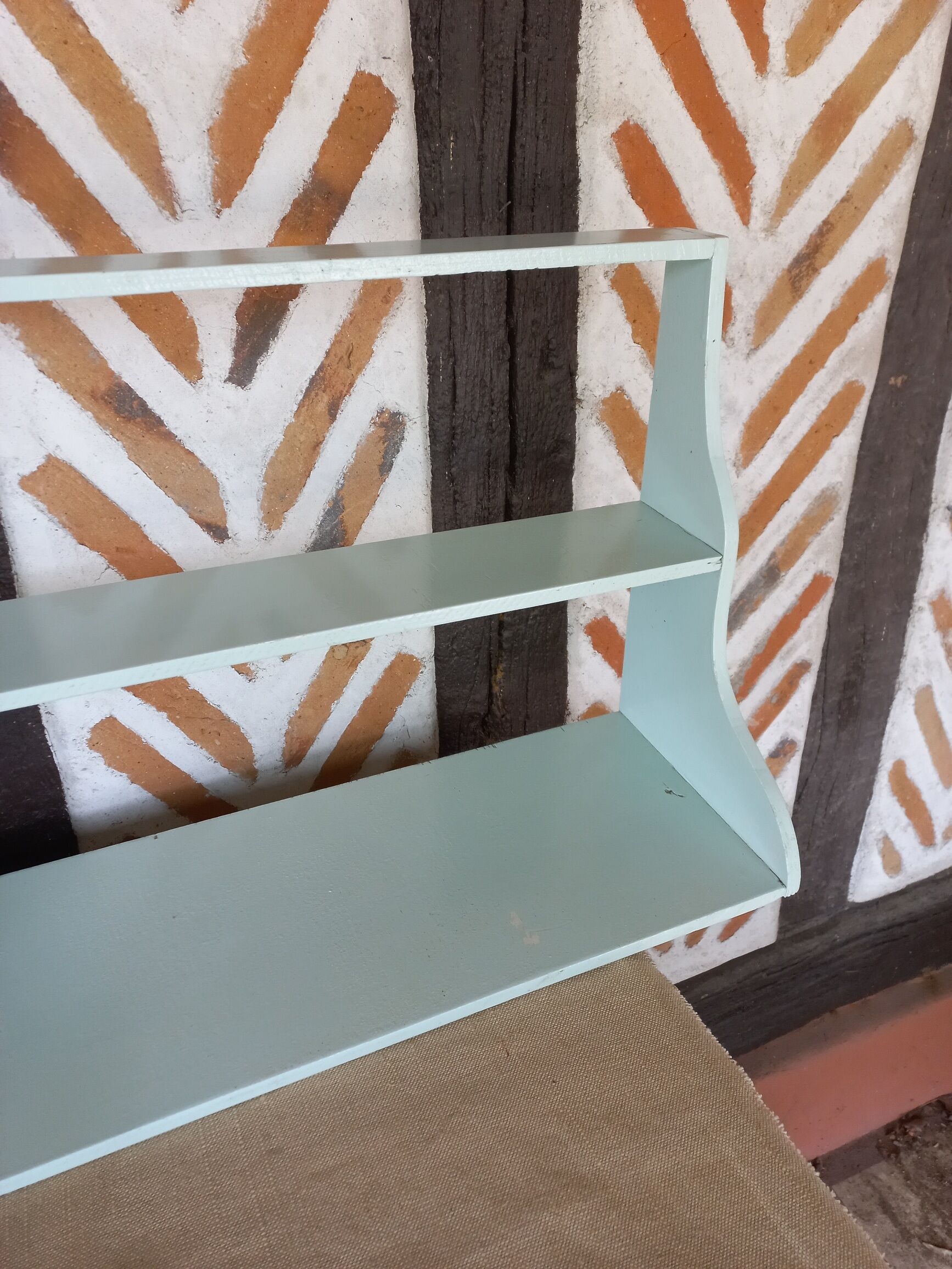Vintage green wood shelf
