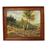 Oil on canvas depicting a wooded landscape.