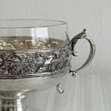 Metal and glass pedestal bowl