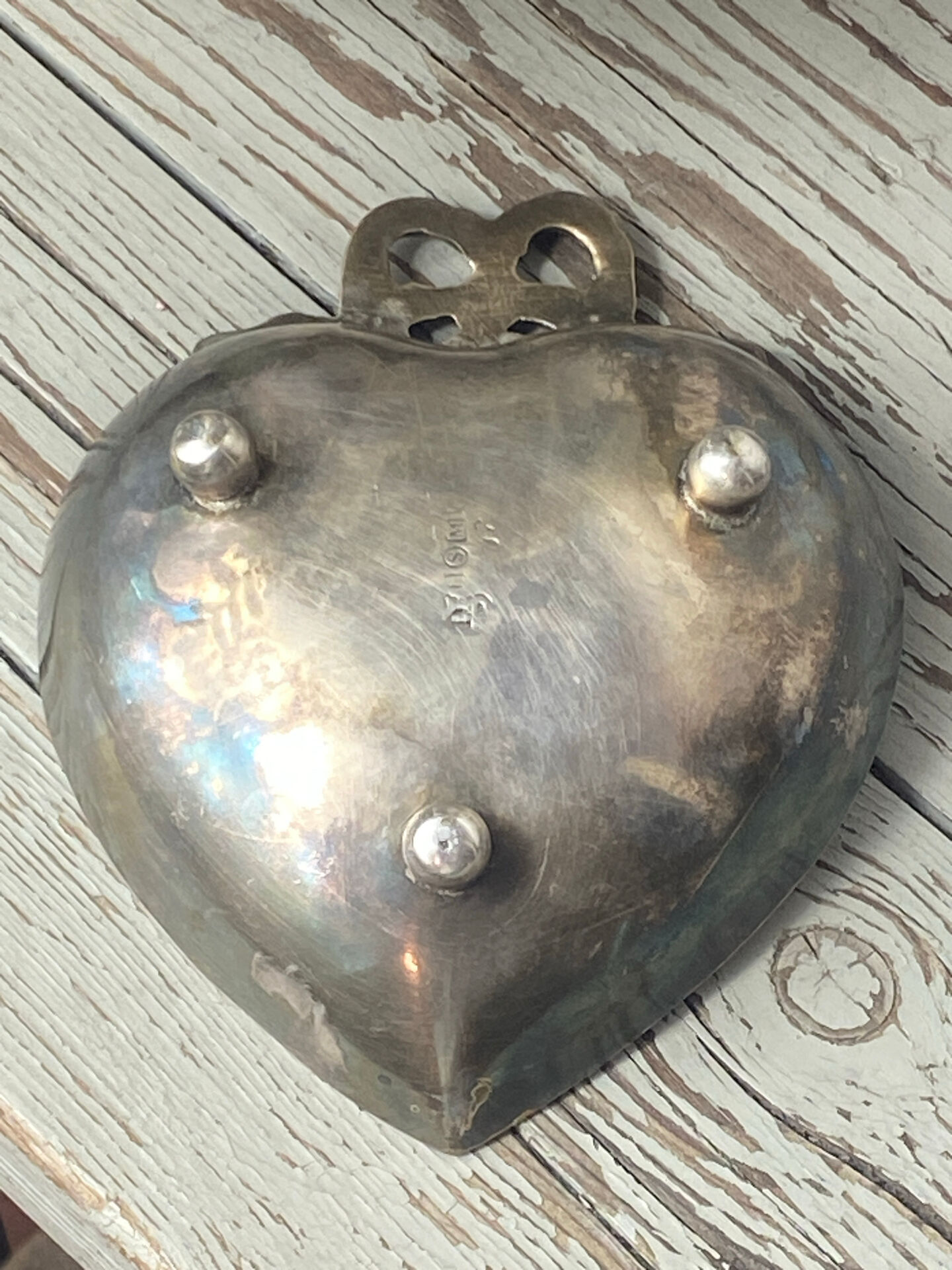 Heart and bow metal silver-plated catchall tray