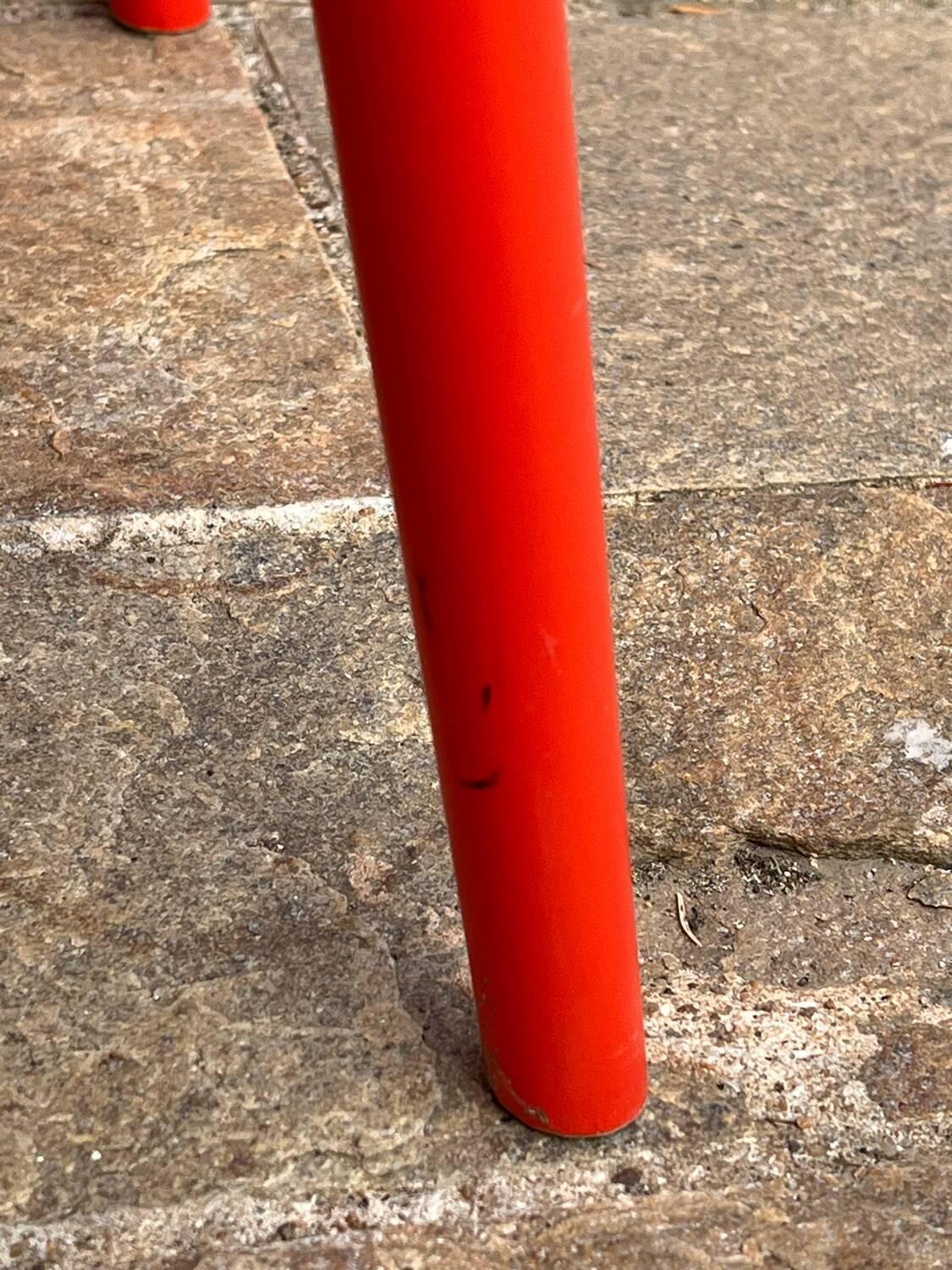 Pair of vintage red Scandinavian chairs from IKEA.