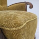 1960s, Danish highback armchair, furniture wool, solid oak wood.