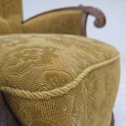 Fauteuil danois à dossier haut, années 1960, laine d'ameublement, bois de chêne massif.