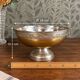 Vintage metal footed coupe in gold and silver – Floral decor