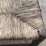 Repose pied en bois et paille ancien