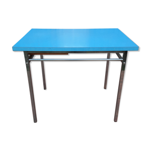 Table de cuisine formica bleu