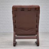 1970s, Scandinavian design, lounge chair, original condition, leather, bent wood.