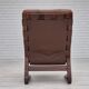 Années 1970, design scandinave, chaise longue, état d'origine, cuir, bois courbé.
