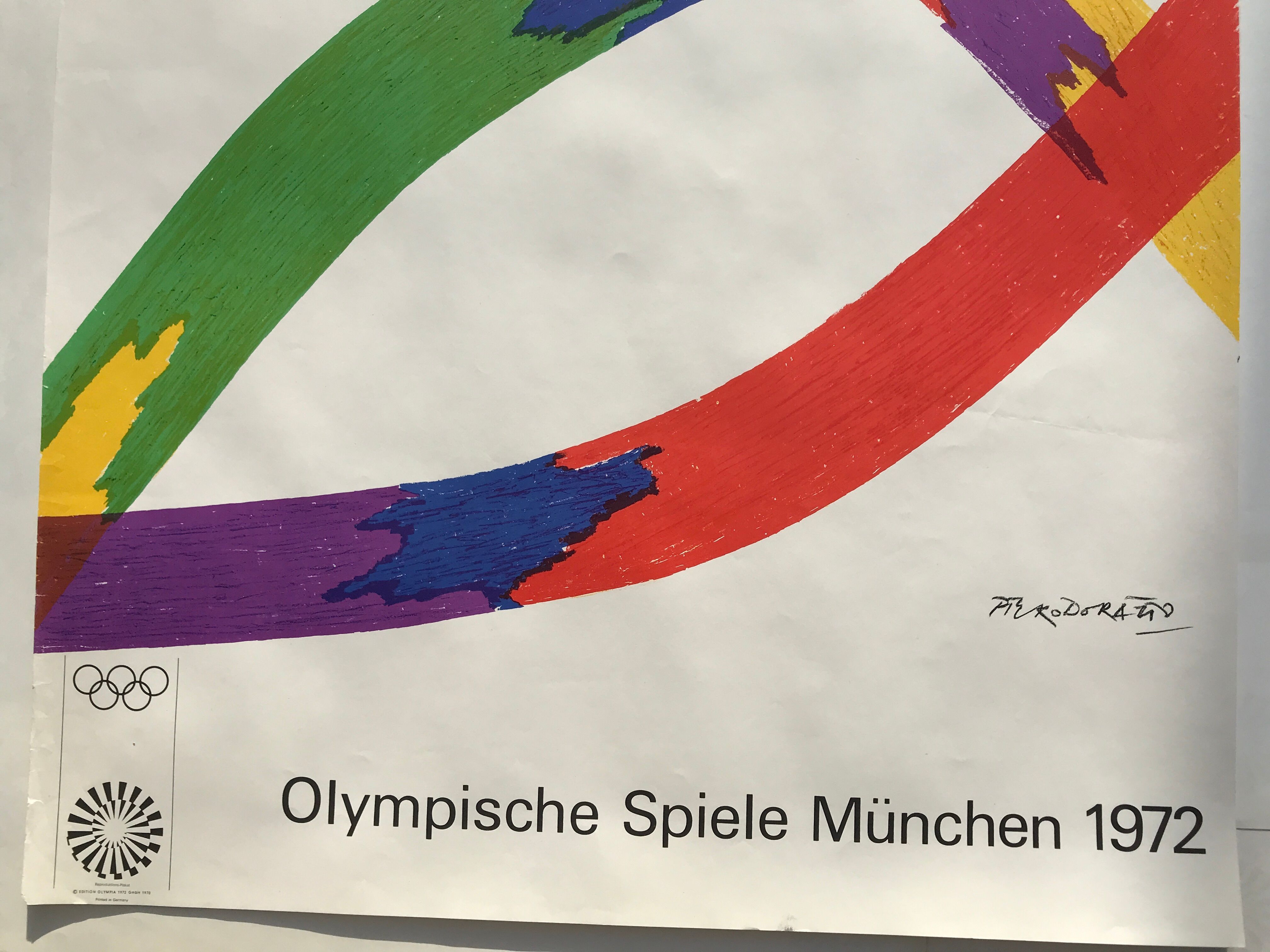 Dorazio piero (1927-2005) olympische spiele münchen, 1972. original poster