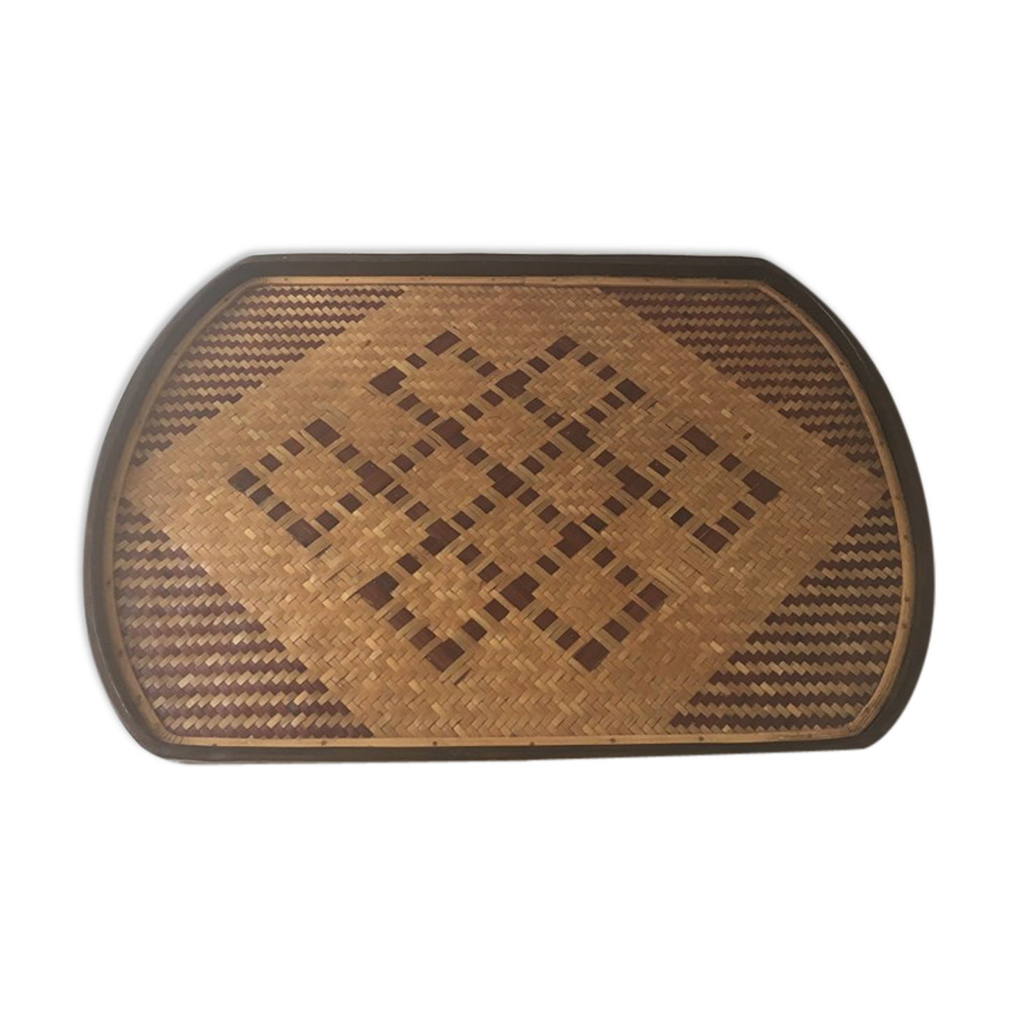 Two-tone braided bamboo tray and lacquered wood.