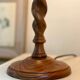 Turned wood lamp.