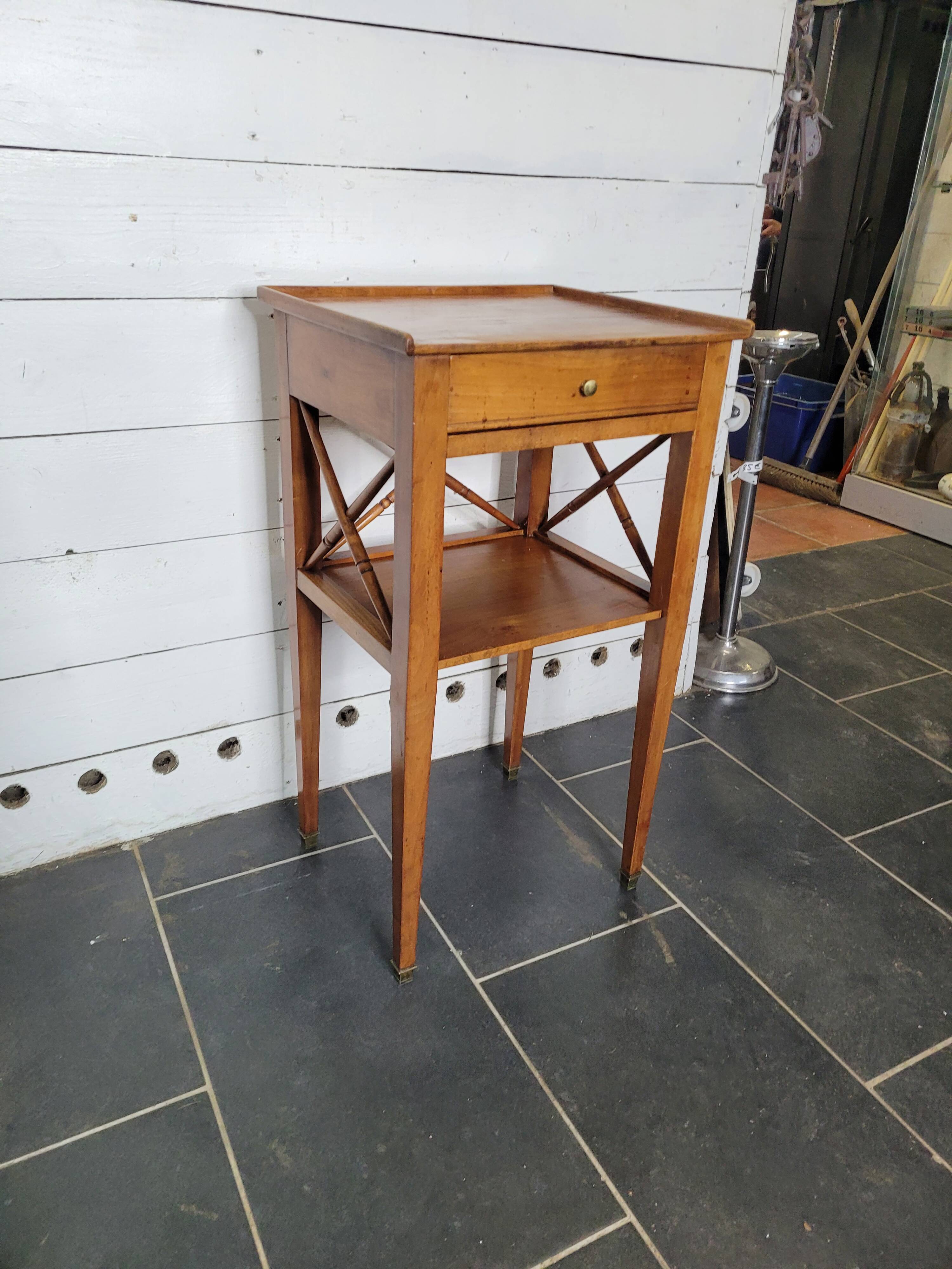 Pair of bedside tables with cherry wood lattices