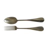 Box of 12 forks and 12 tablespoons in silver metal