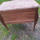 Commode ancienne en marqueterie style louis xv avec plateau marbre