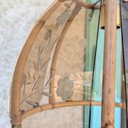 Vintage rattan and smoked glass pendant – 1970s