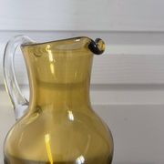 Vintage Bohemian Crystal Pitcher Jug Vcelnicka Orange Smoke