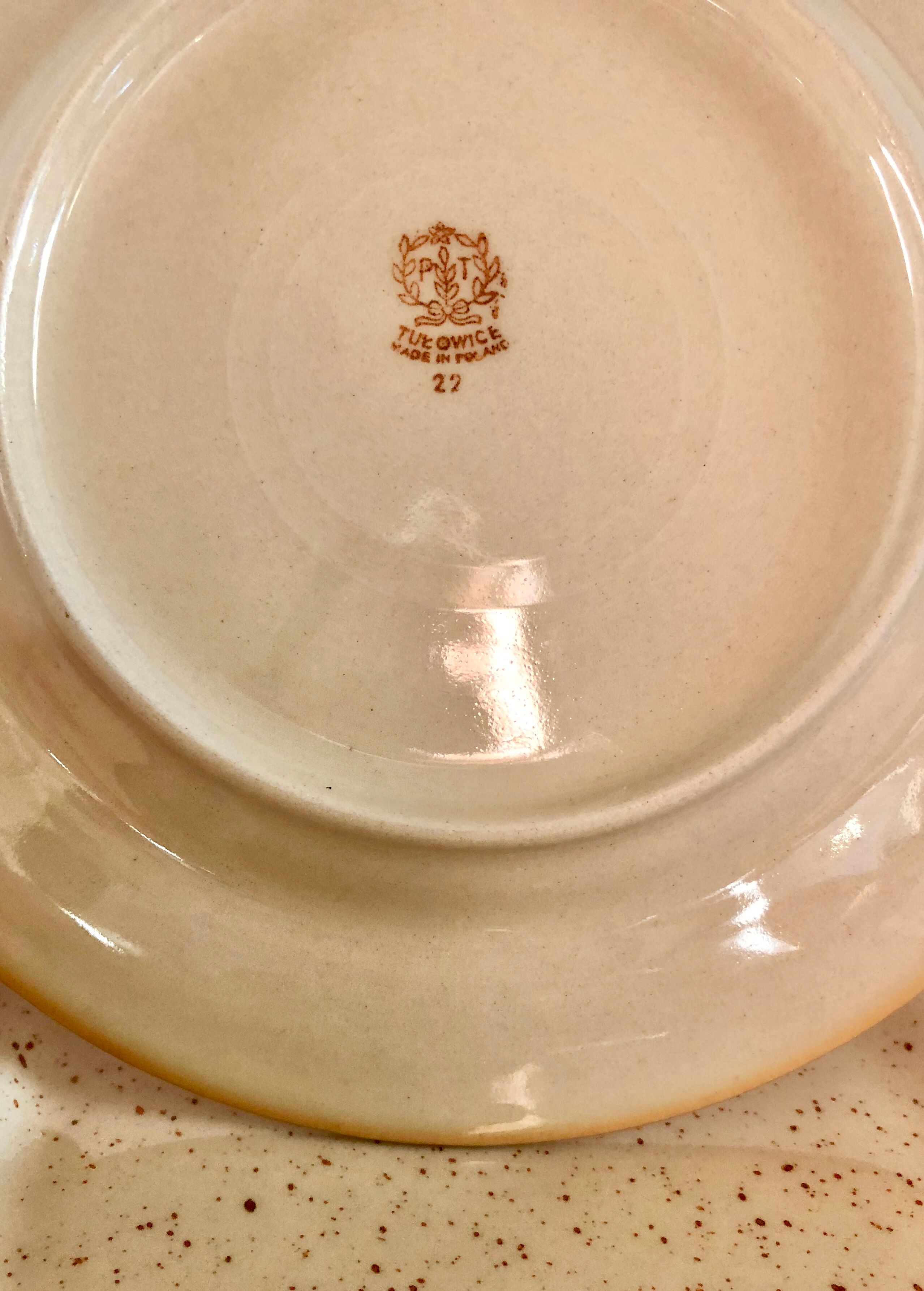 Lot of 5 speckled Tulowice dessert plates