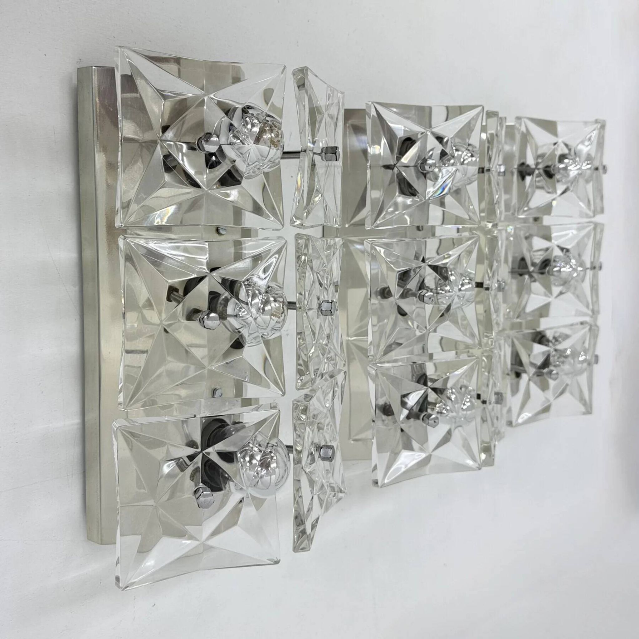 Set of 3 mid-century large crystal sconce by Kinkeldey, Germany, 1970s