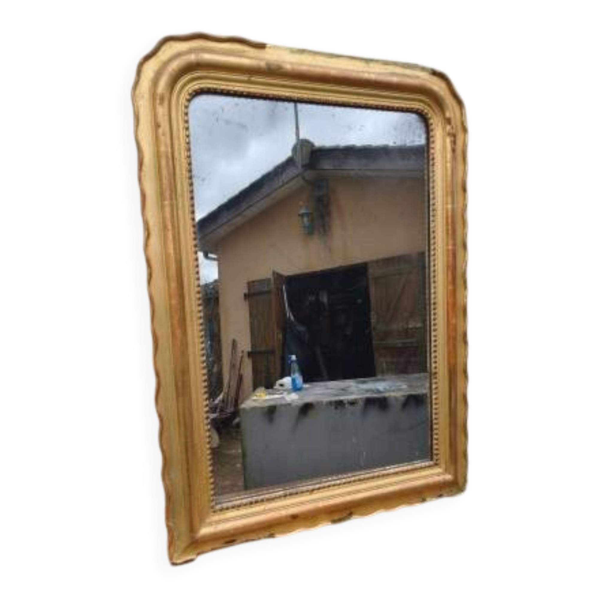 Miroir de cheminée XIXe bois et stuc doré