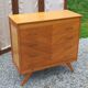 Vintage chest of drawers in blond and golden oak, compass legs and 4 drawers, 1950s