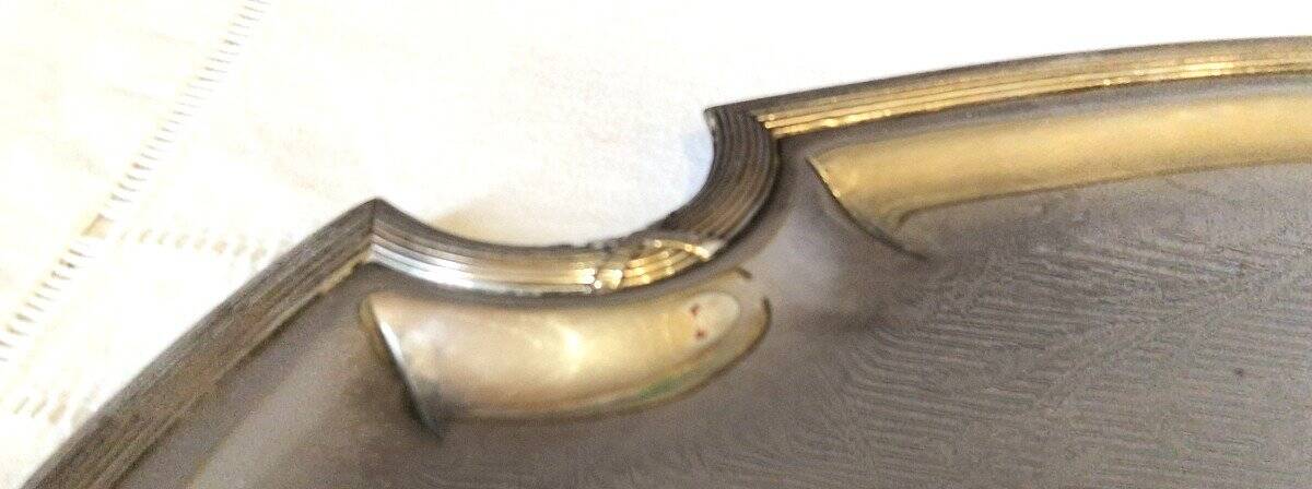 Silver metal serving tray