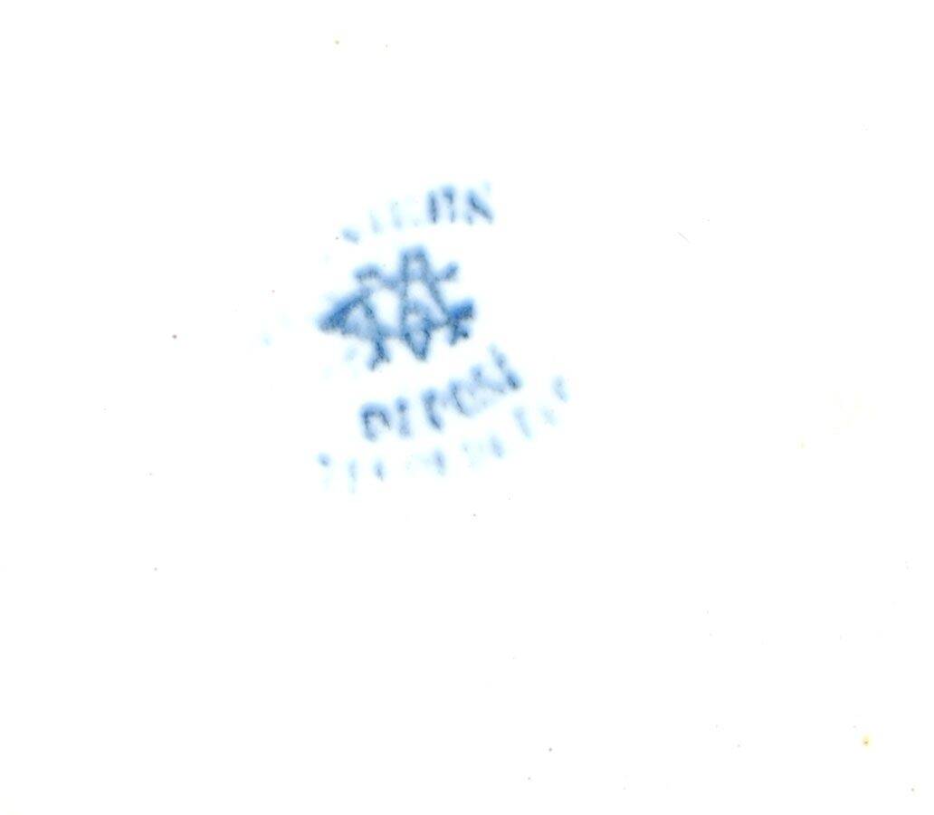Miniature illustrated blue bread plate 12.5 cm Creil Montereau dollhouse