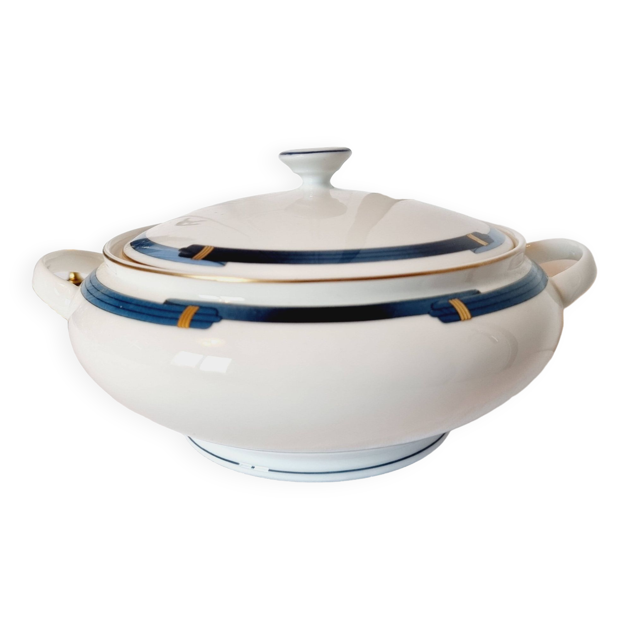 Christofle Pavillon soup tureen for Limoges Model Iriana Blue
