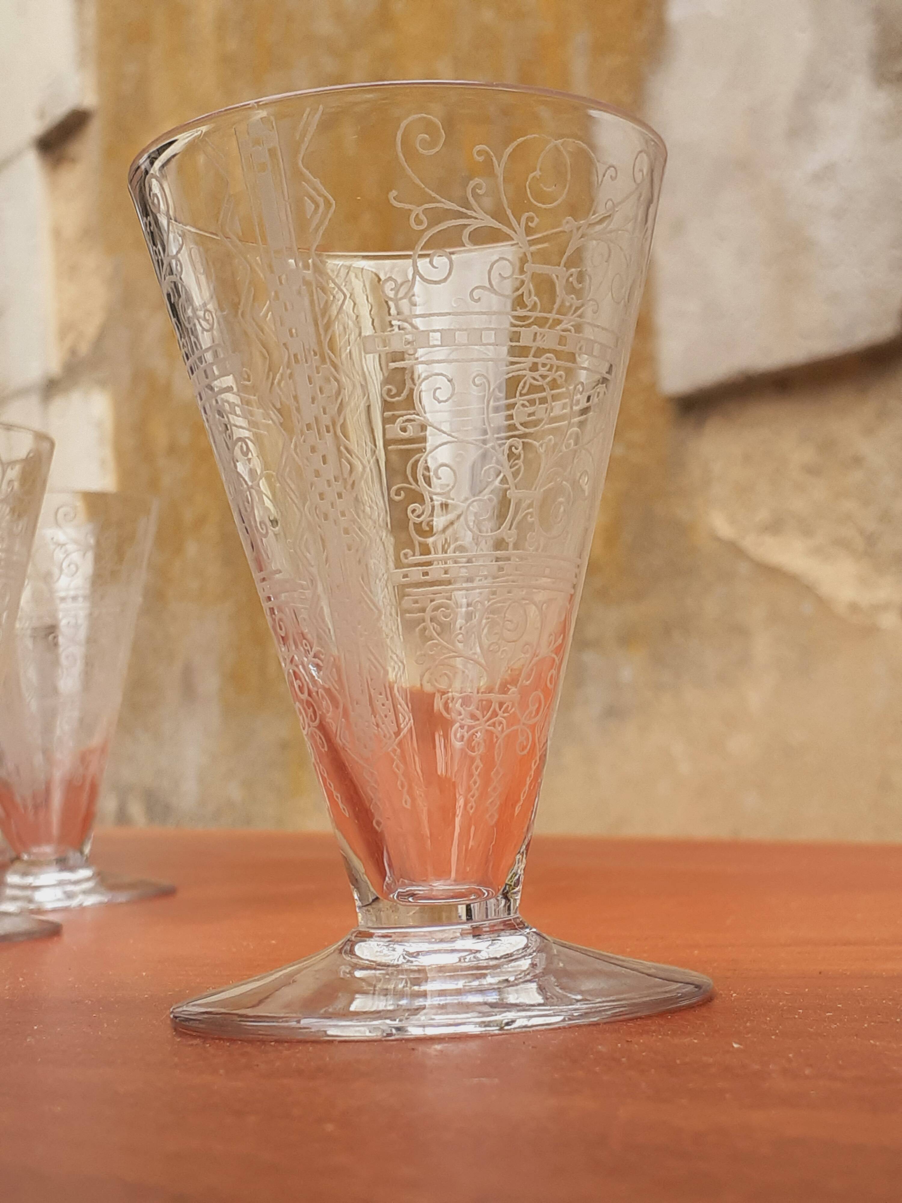 Carafe and Crystal Glasses from Baccarat Model Lido